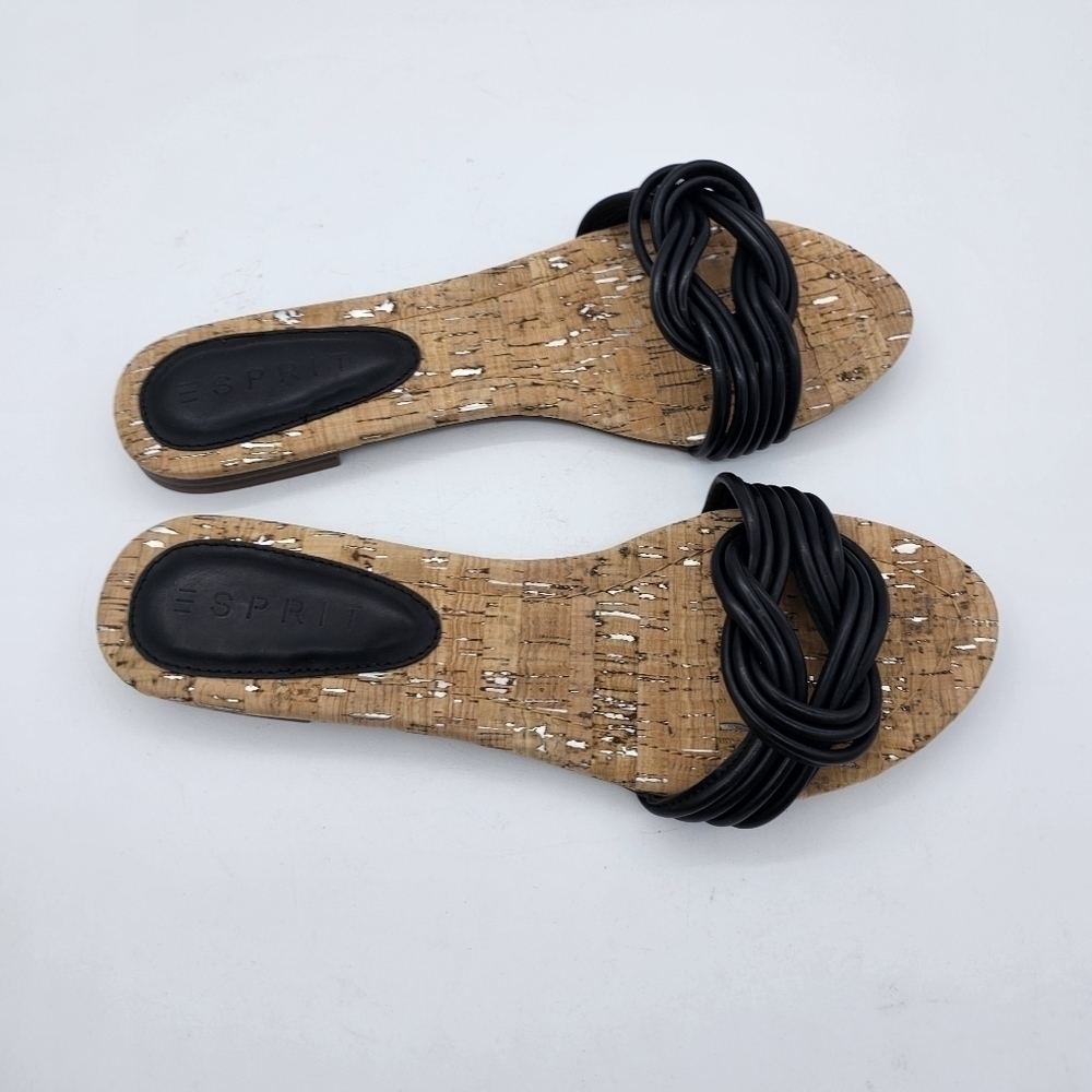 Esprit Womens Katelyn Sandal Faux Leather Flip Flop Flat Slip On Black 10 M - Picture 6 of 12